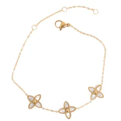 Outlet Armbånd med blomst, MOP, Gull Armbånd