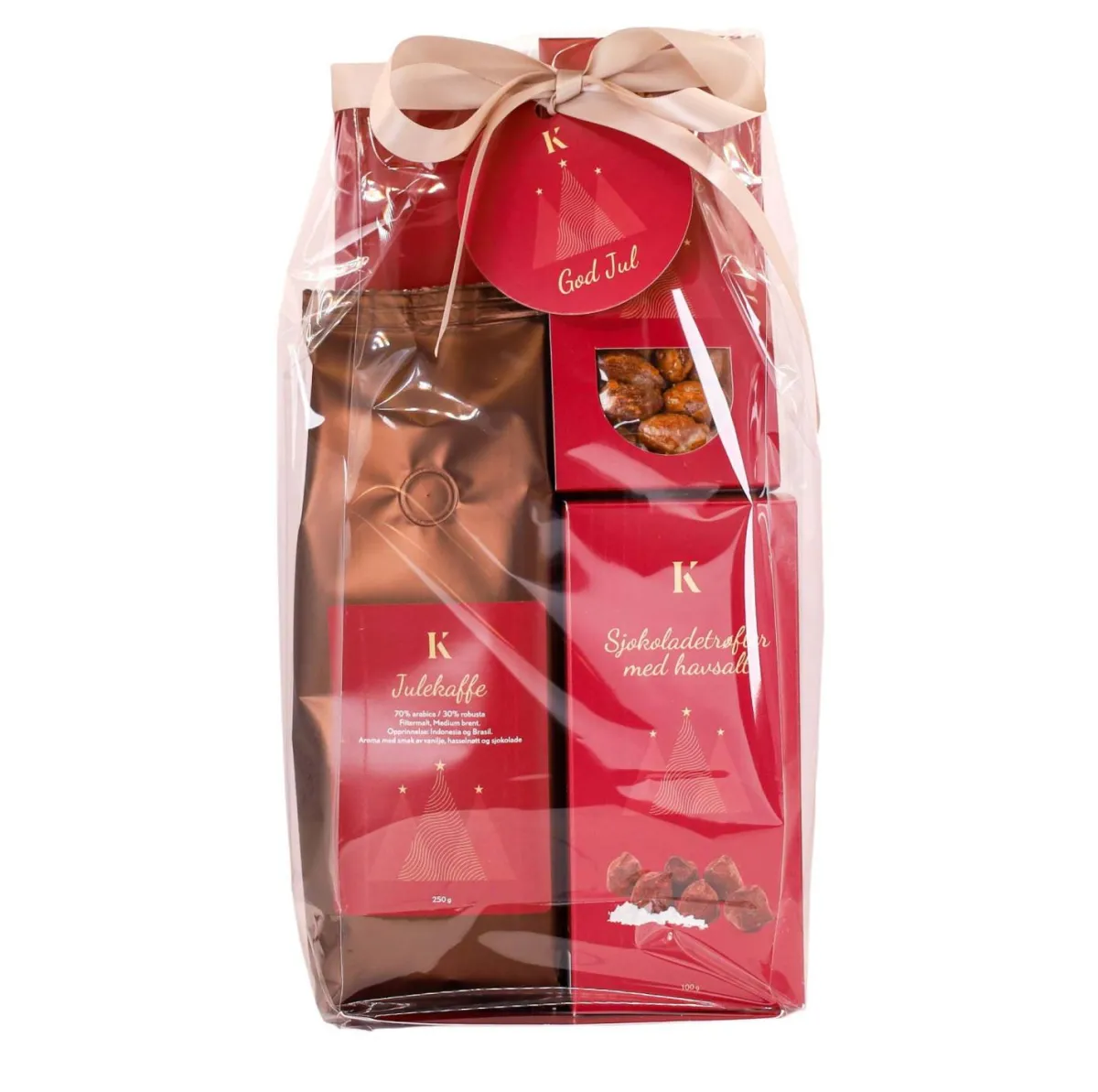 Discount Gavepakke julekaffe, trøfler m/havsalt & brente mandler Mat Og Drikke|Gavetips