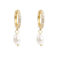 Best Glitrende hoops med perle, Gull Ørepynt