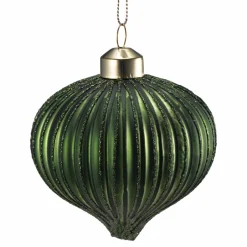 Outlet Julekule dråpe rille grønn Julekuler