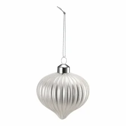 Discount Julekule dråpe rille hvit Julekuler