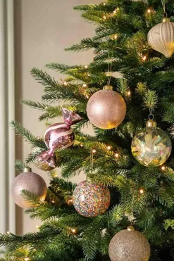 Clearance Julekule dråpe rille rosa Julekuler