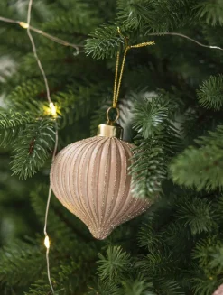 Clearance Julekule dråpe rille rosa Julekuler