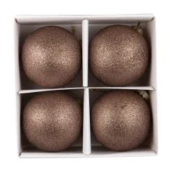Clearance Julekule glitter 4 pack brun Julekuler