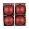 Hot Julekule glitter 4 pack rød Julekuler