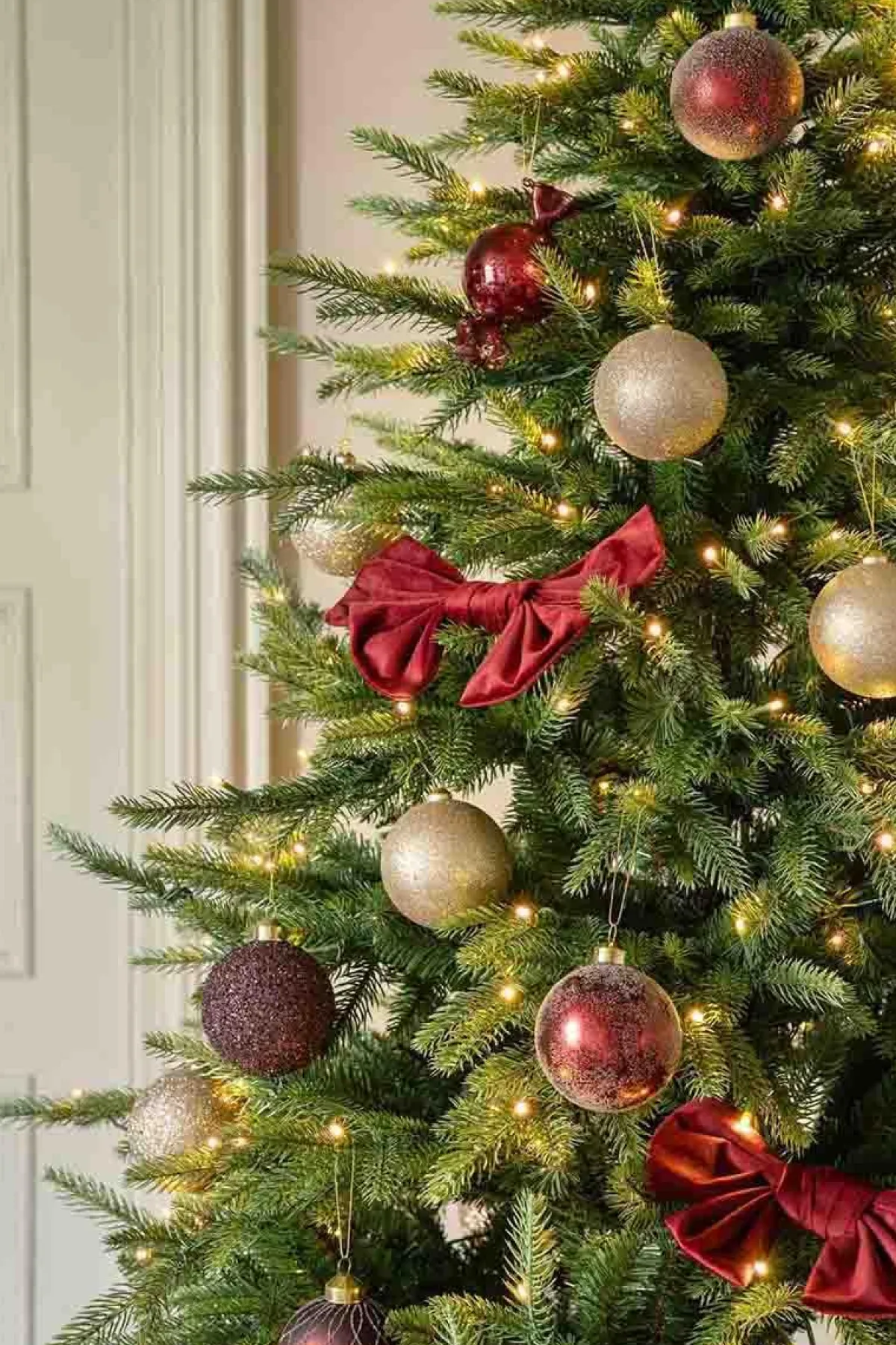 Hot Julekule glitter perle burgunder Julekuler