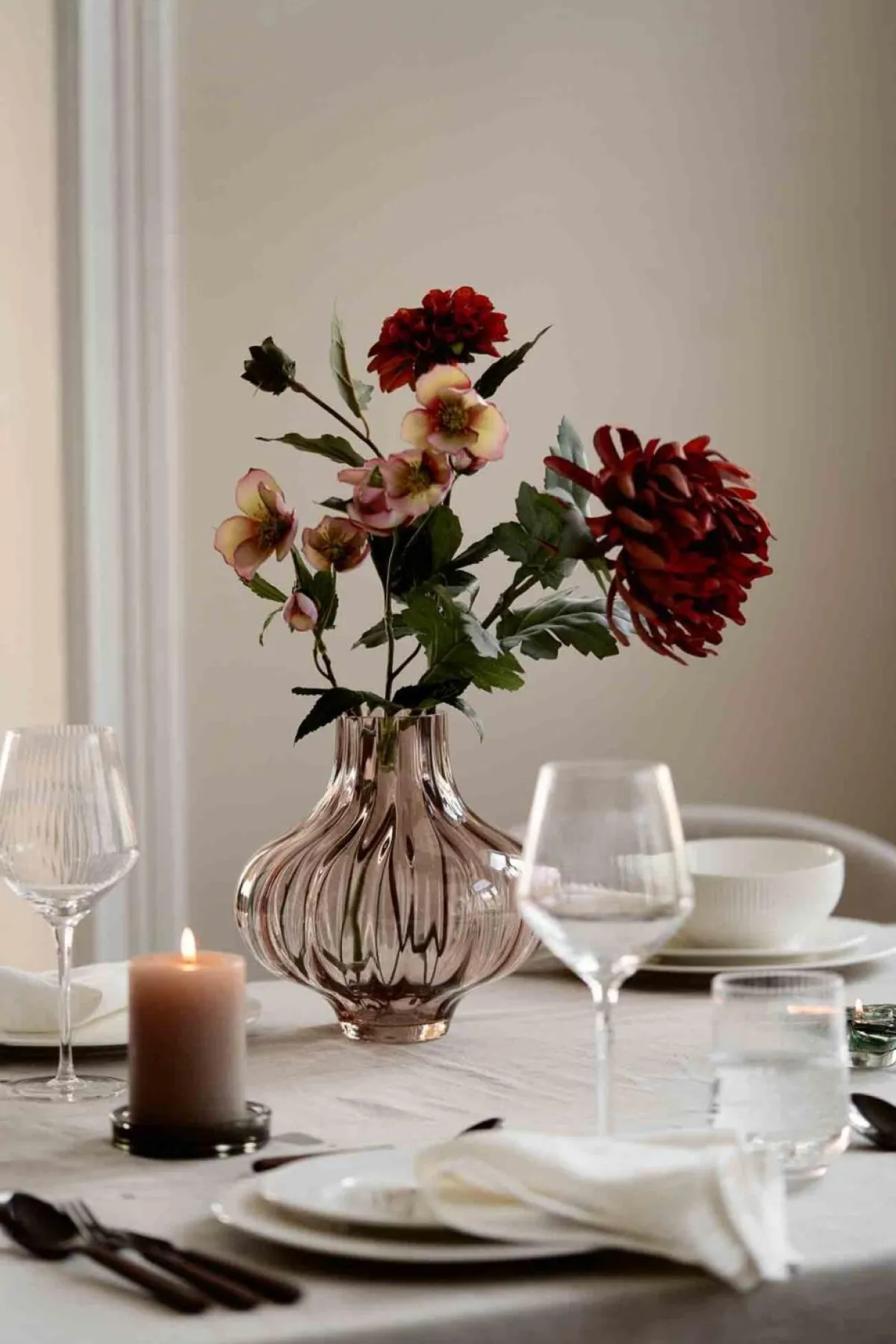 Online Julerose lys rosa Kunstige Blomster