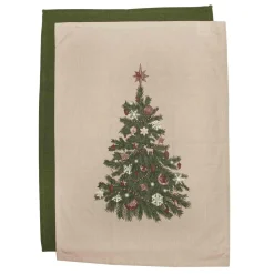 Kjøkkenhåndkle 2pk Nostalgisk tre Kjøkkentekstil|Juletekstil