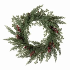 Online Krans med røde bær 60cm Kunstige Blomster|Juletrær Og Julegrønt