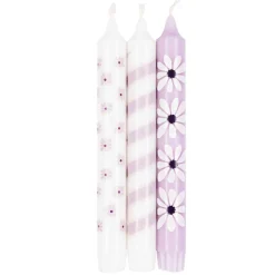 Outlet Kronelys 100% stearin 3 pk, Blomst lilla Kronelys