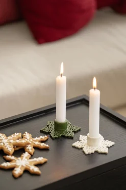 New Kronelysestake Snøflak 2,7 cm grønn Lysestaker|Julelys Og Lysestaker