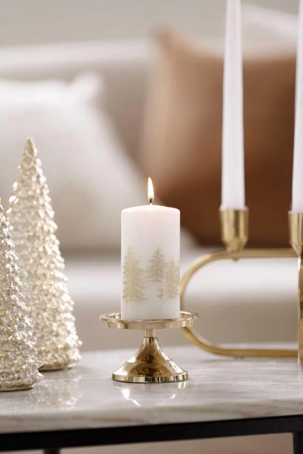 Online Kubbelys gulltre hvit Kubbelys|Julelys Og Lysestaker