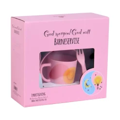 Sale Lykketegning - God morgen/ God natt Barnesett 35 cl rosa Servering|Servise