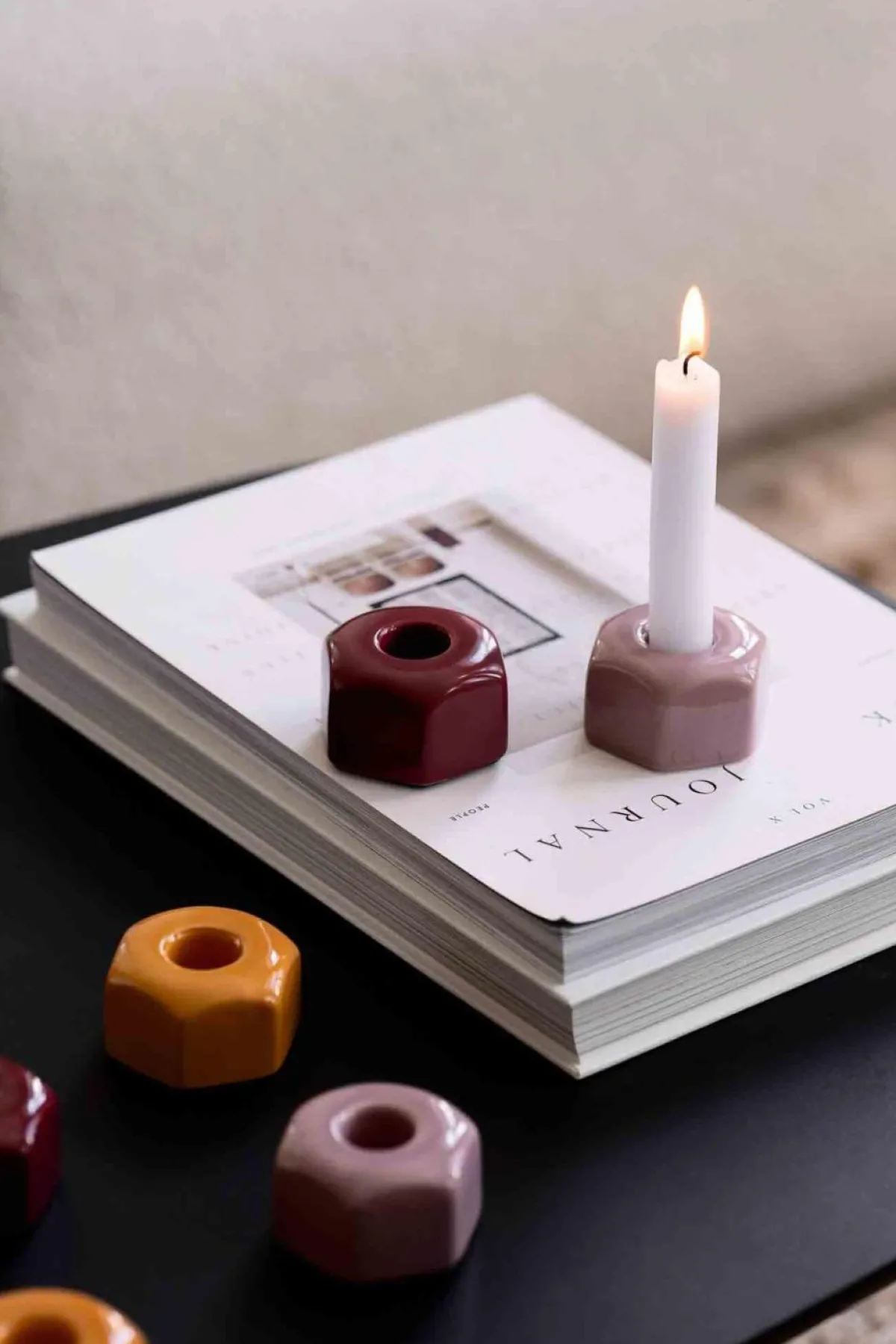 Lysestake Dora 6,7cm Oransje Lysestaker