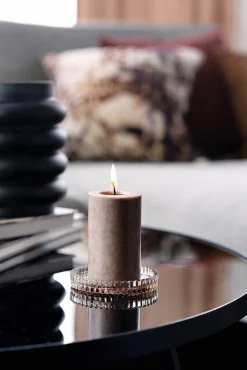 Clearance Lysholder rille 9cm brun Lysfat|Lysestaker