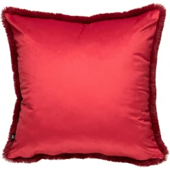 Outlet Putetrekk Faux fur 48x48cm rød Putetrekk|Juletekstil