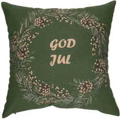 Sale Putetrekk God Jul krans 48x48 cm grønn Putetrekk|Juletekstil