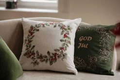 Sale Putetrekk God Jul krans 48x48 cm grønn Putetrekk|Juletekstil