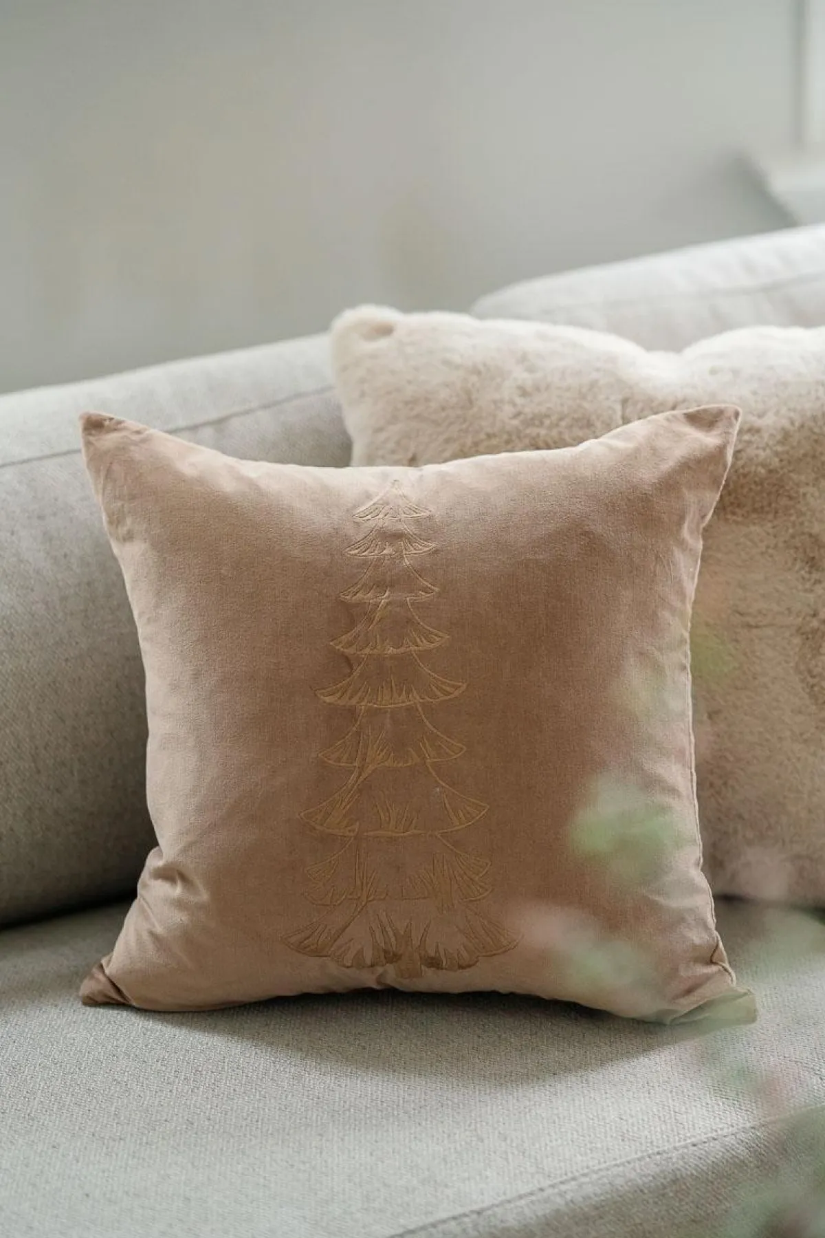 New Putetrekk juletre beige Putetrekk|Juletekstil