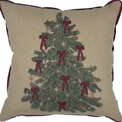 Discount Putetrekk Nostalgisk tre med sløyfer 48x48cm Putetrekk|Juletekstil