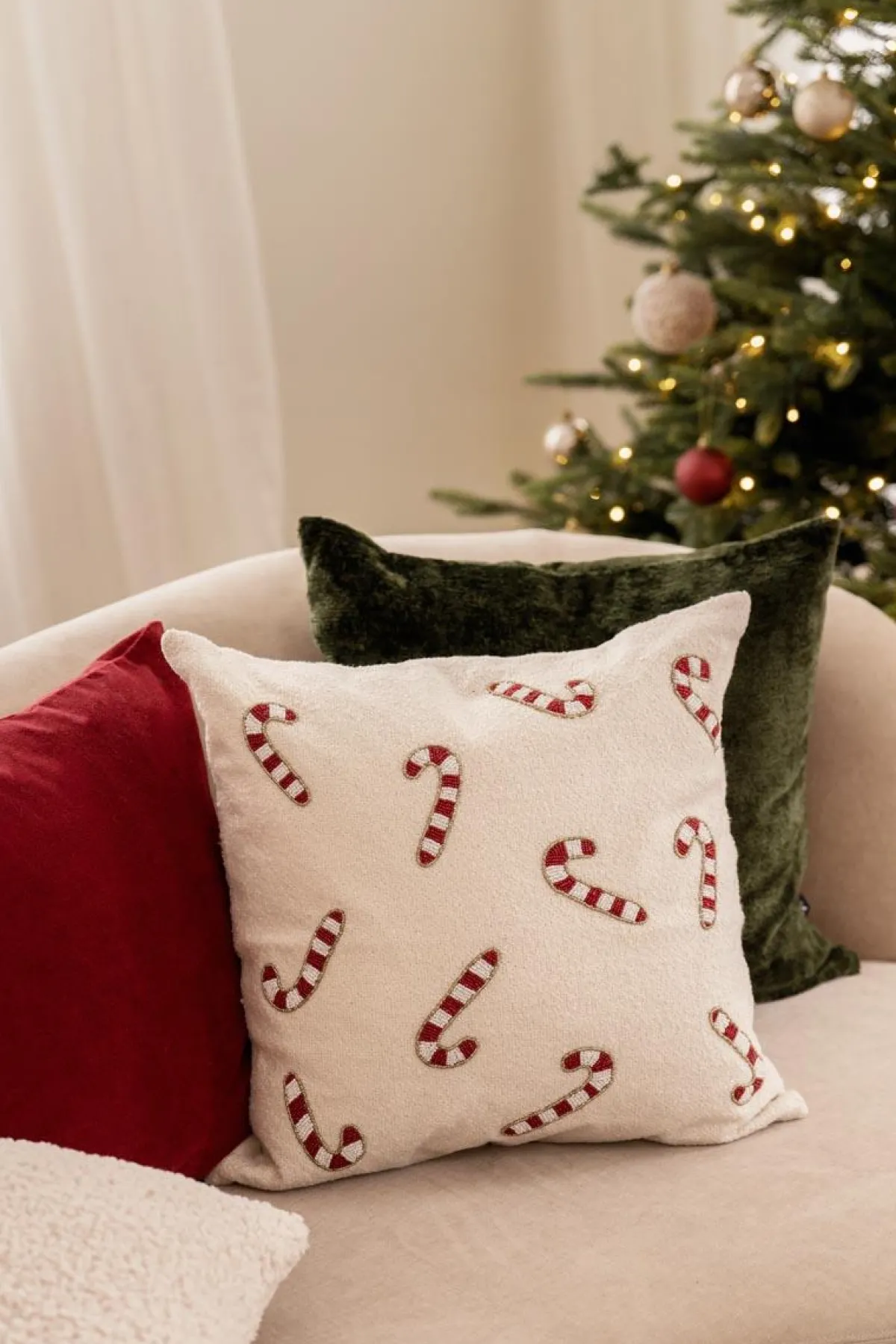 Online Putetrekk perler Candycane 48x48cm Putetrekk|Juleputer