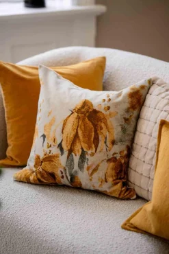 New Putetrekk velur Fleur 48x48cm oker Putetrekk