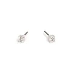 Online Øredobber, Cubic Zirconia, 4 mm, Sølv Ørepynt