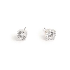 Online Øredobber, Cubic Zirconia, 8 mm, Sølv Ørepynt