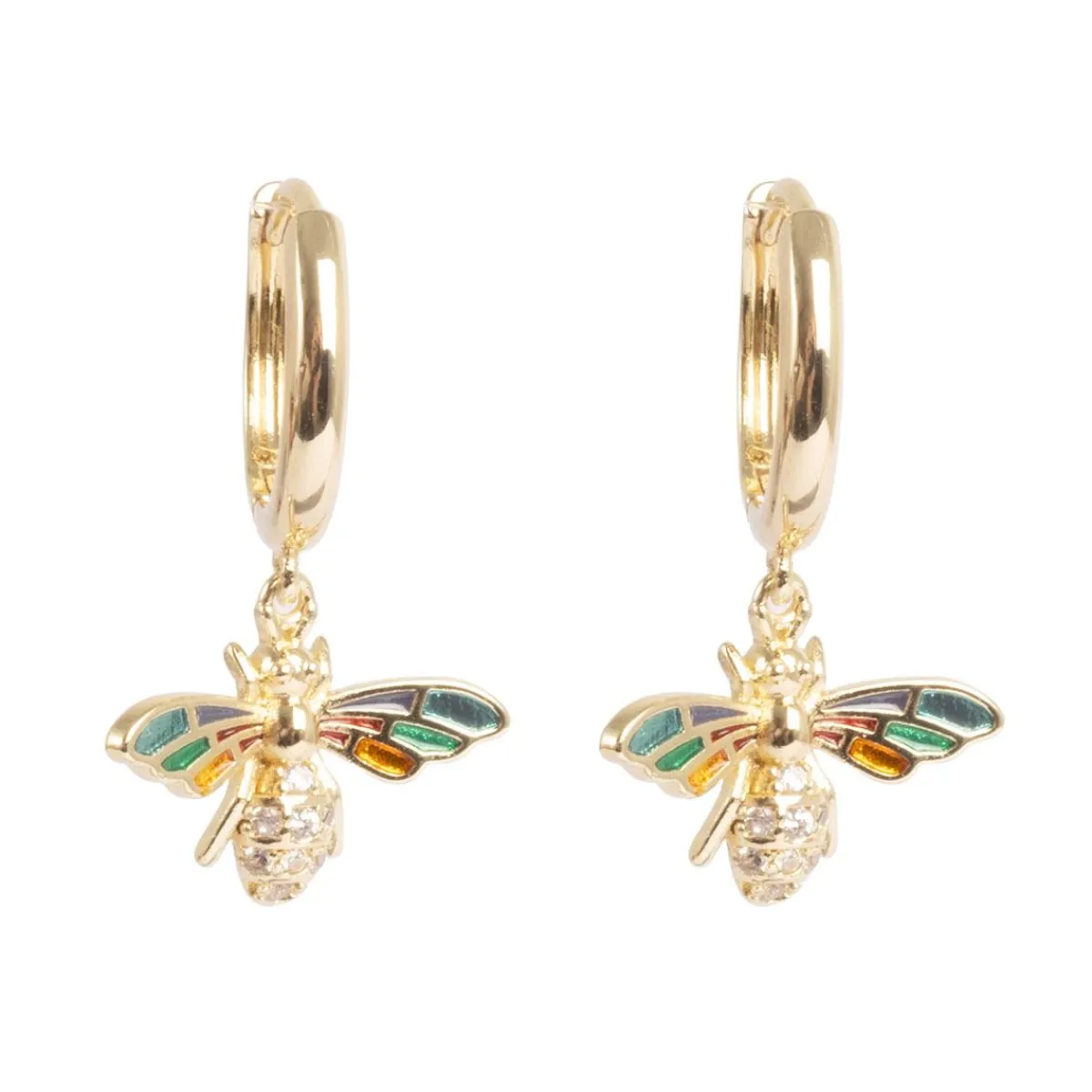 Hot Øreringer, bie, multi, Gull Ørepynt