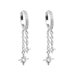 Online Øreringer, hengende stjerne, Sølv Ørepynt