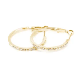 Clearance Øreringer, 30mm, Cubic Zirconia, Gull Ørepynt