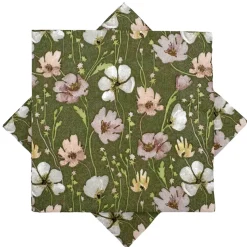 Outlet Serviett blomstring grønn Servietter