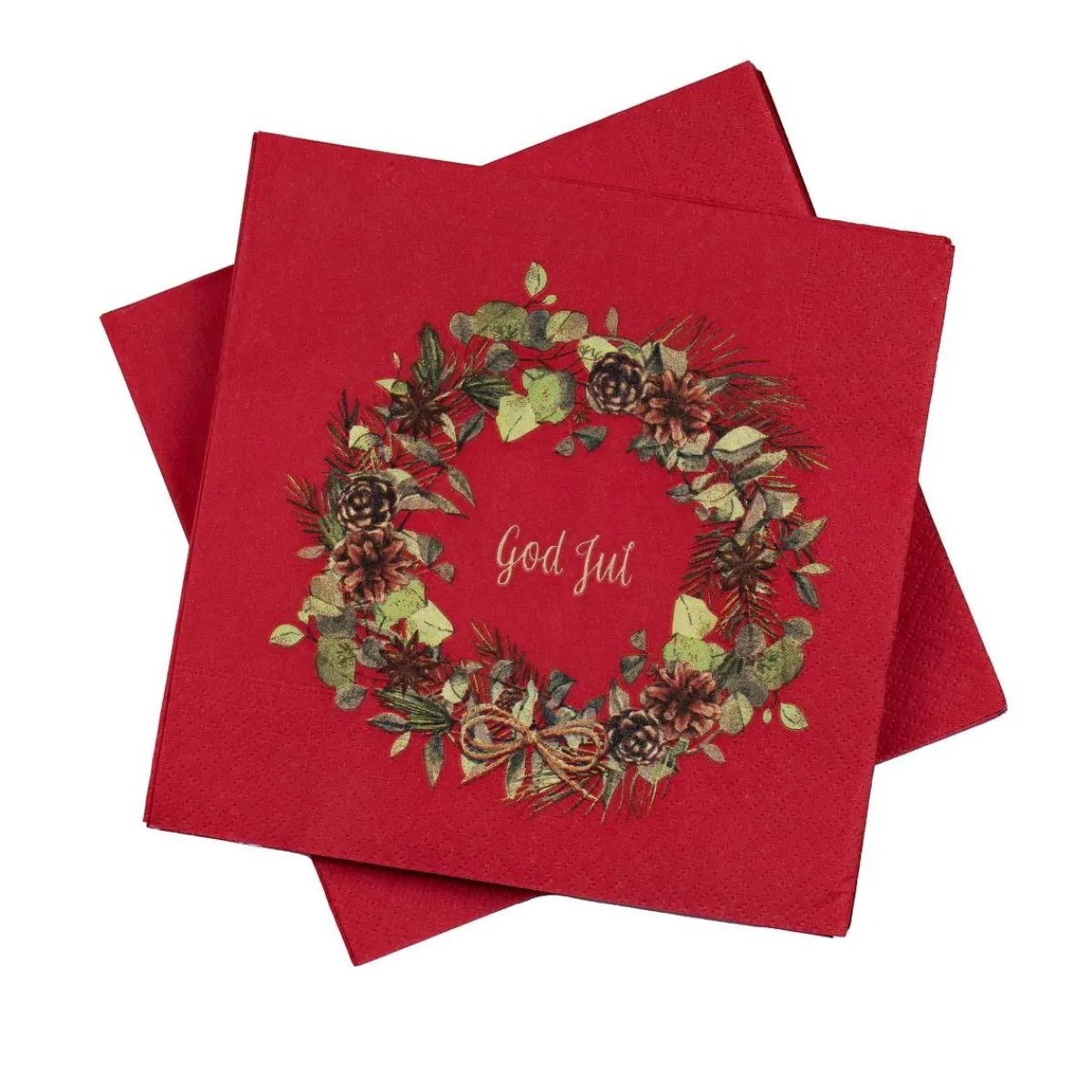 Sale Serviett God jul Krans Rød Servietter|Juleservietter