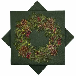 Online Serviett Julekrans grønn Servietter|Juleservietter