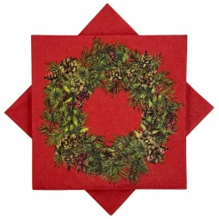 Sale Serviett Julekrans rød Servietter|Juleservietter