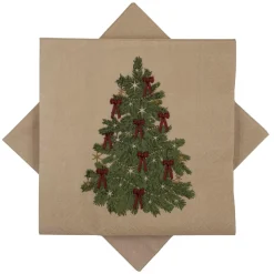 New Serviett Juletre sløyfer beige Servietter|Juleservietter