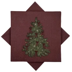 Online Serviett Juletre sløyfer burgunder Servietter|Juleservietter