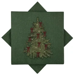 Serviett Juletre sløyfer grønn Servietter|Juleservietter