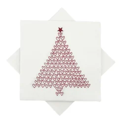 Online Serviett juletrehjerter hvit Servietter|Juleservietter