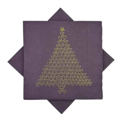 Outlet Serviett juletrehjerter lilla Servietter|Juleservietter