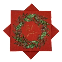 New Serviett krans rød Servietter|Juleservietter