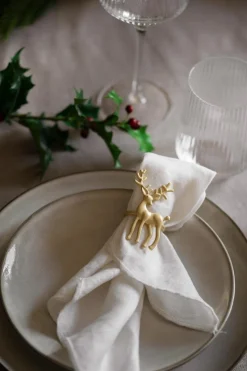 Serviettringer 4 pk hjort gull Servering|Juleservering