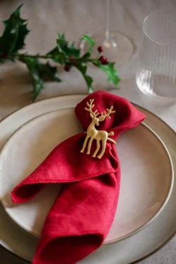 Serviettringer 4 pk hjort gull Servering|Juleservering