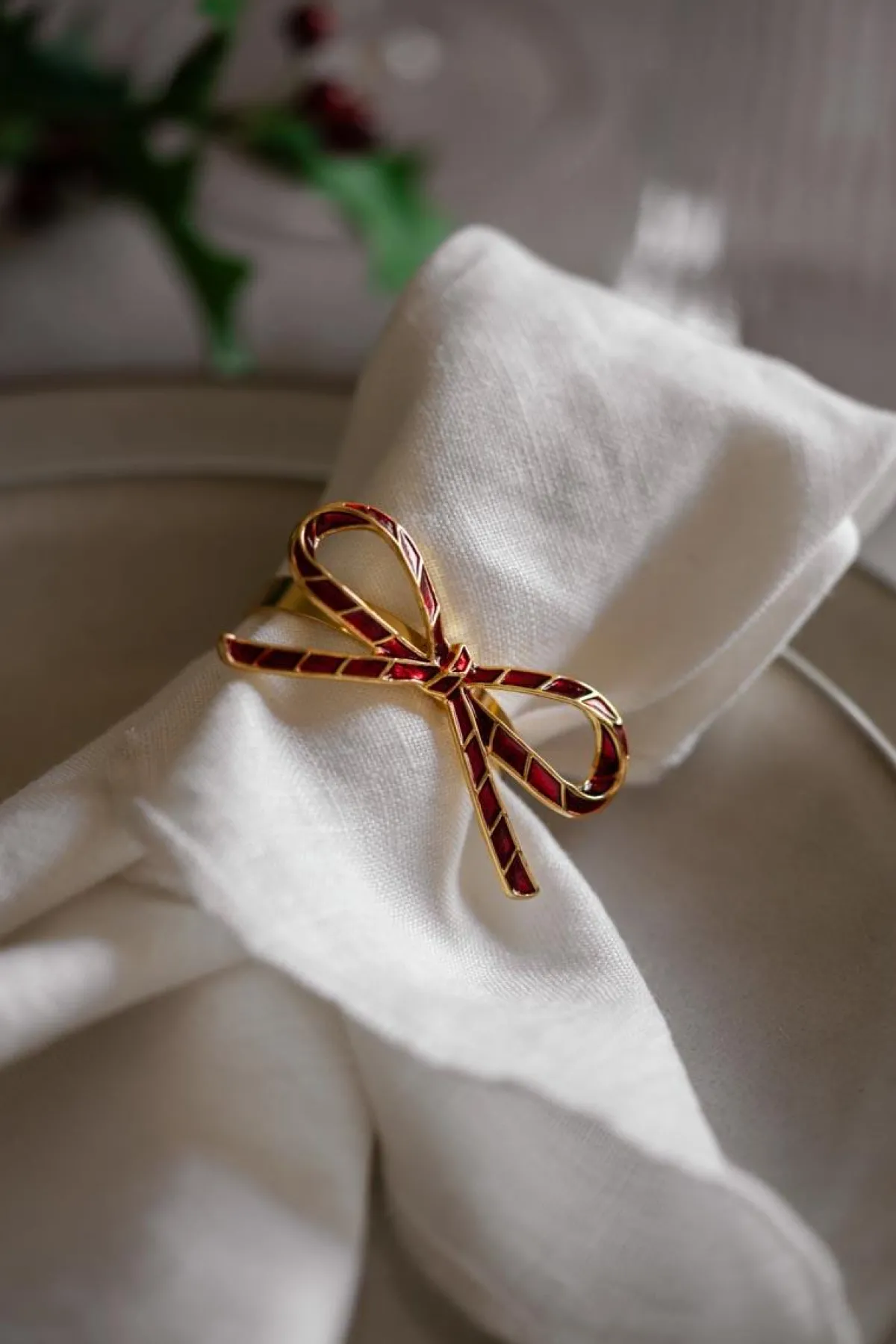 Discount Serviettringer 4 pk sløyfe rød Servering|Juleservering