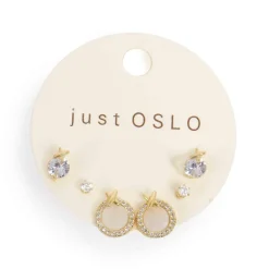 Clearance Sett med 3 par øredobber, MOP, Gull Ørepynt