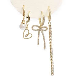 Hot Sett med 4 øredobber, stjerne, Gull Ørepynt