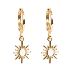 Discount Små hoops, sol, hvit Ørepynt