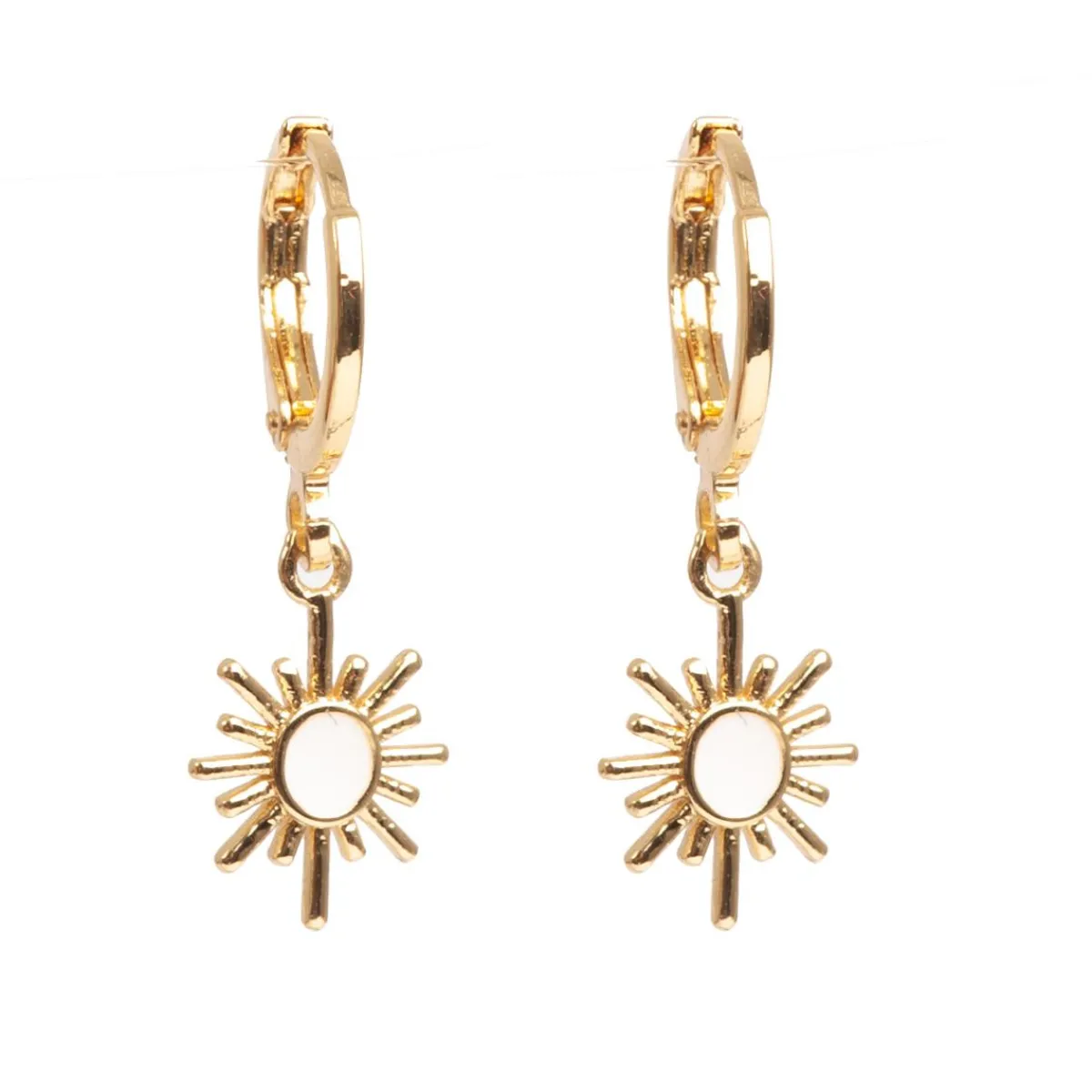 Discount Små hoops, sol, hvit Ørepynt