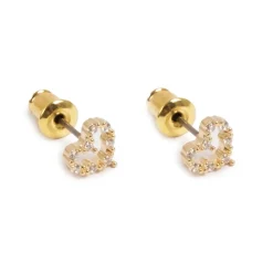 Clearance Små ørerobber, cz hjerte, Gull Ørepynt