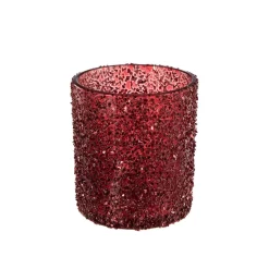 Clearance Telysholder Glitter 8 cm rød Lykter|Julelys Og Lysestaker